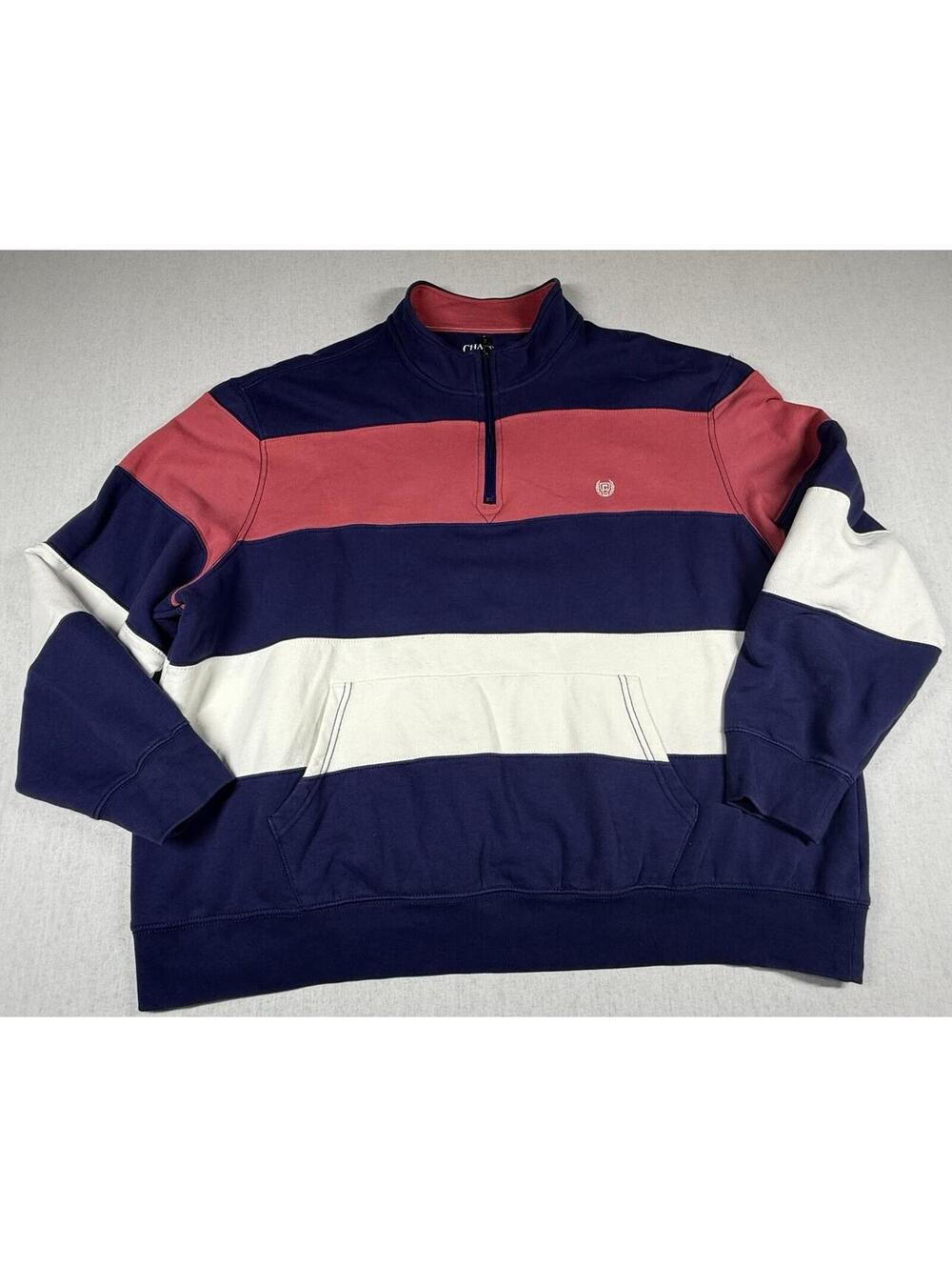 Chaps Everyday Fleece 1/4 Zip Pullover Sz 4XB Rugby Preppy Kangaroo Pocket